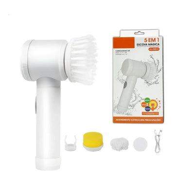 Kit Escova Elétrica de Limpeza 5 em 1 Sem Fio