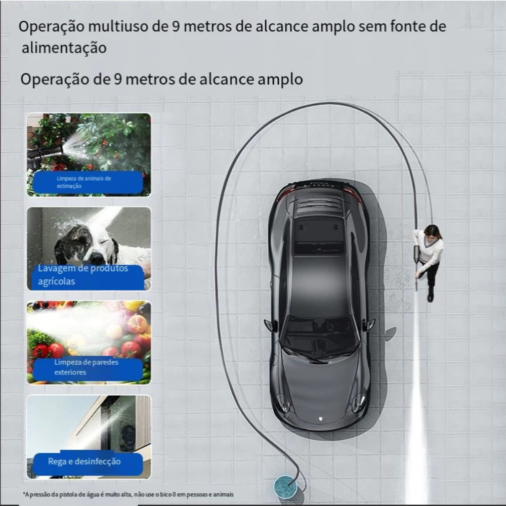 Lavadora de Alta Pressão Sem Fio Portátil Recarregável