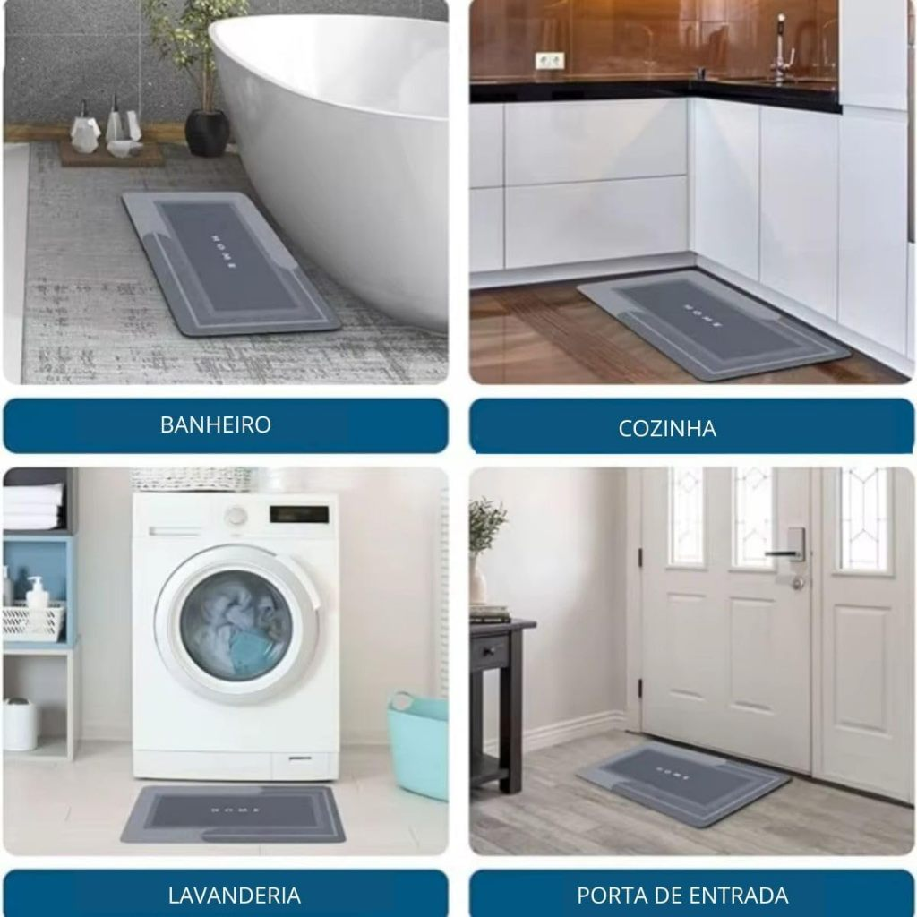 Tapete Banheiro Super Antiderrapante Absorvente de Secagem Rápida Para Banheiro/Cozinha