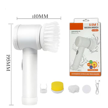 Kit Escova Elétrica de Limpeza 5 em 1 Sem Fio